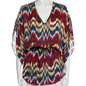 Vintage Parker Silk Sheer Tunic Top XS Colorful Whimsigoth Hippie Boho Beach